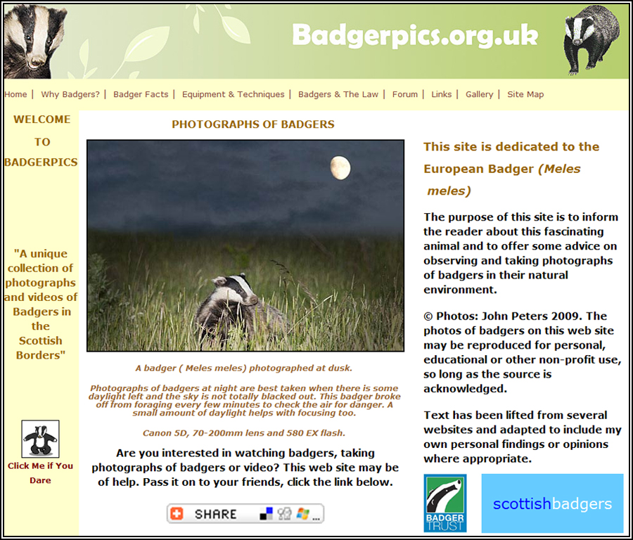 badgerpics, badger web site
