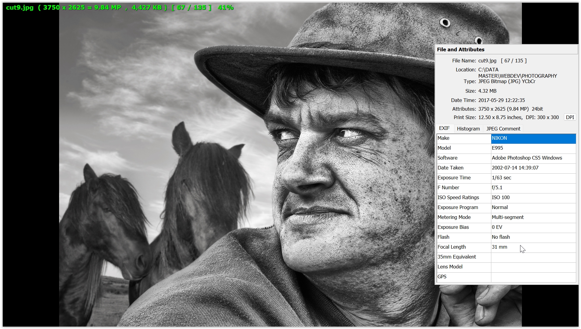 mochrome example of blending two images to make one