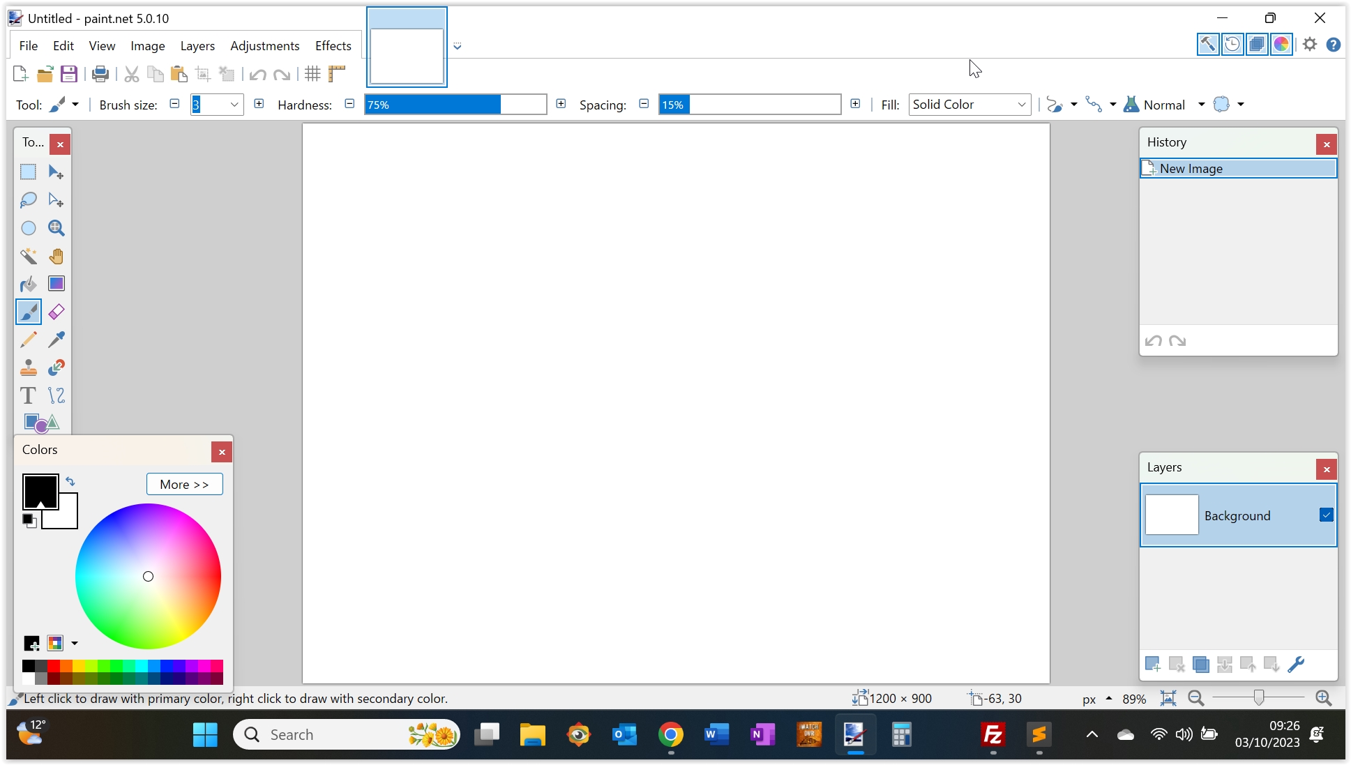 Paint.net main screen